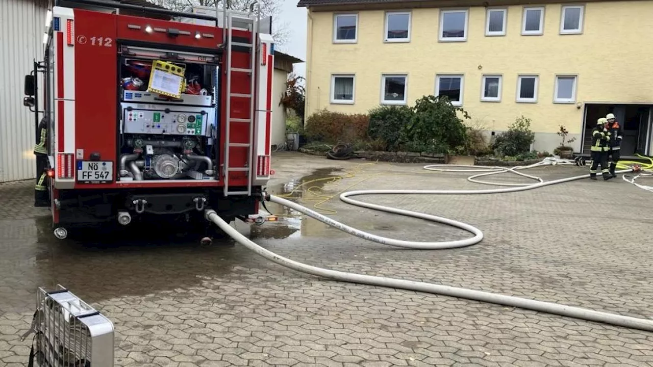 Kellerbrand in Nördlingen: Feuerwehr im Einsatz