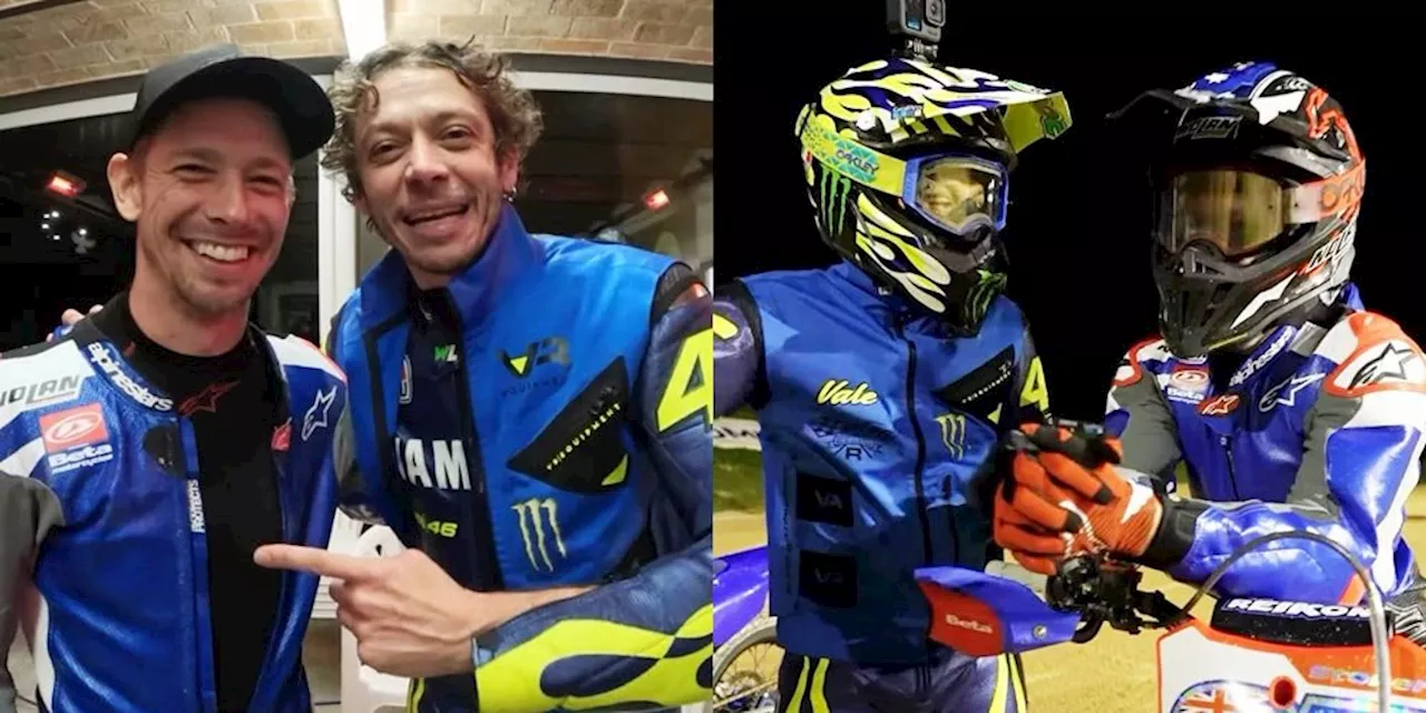 Balapan Lagi Usai 12 Tahun: Senangnya Valentino Rossi Latihan Flat Track Bareng Casey Stoner di Ranch!