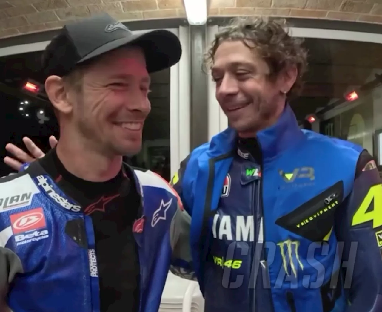 Amazing new footage of Valentino Rossi giving Casey Stoner secrets of his ranch