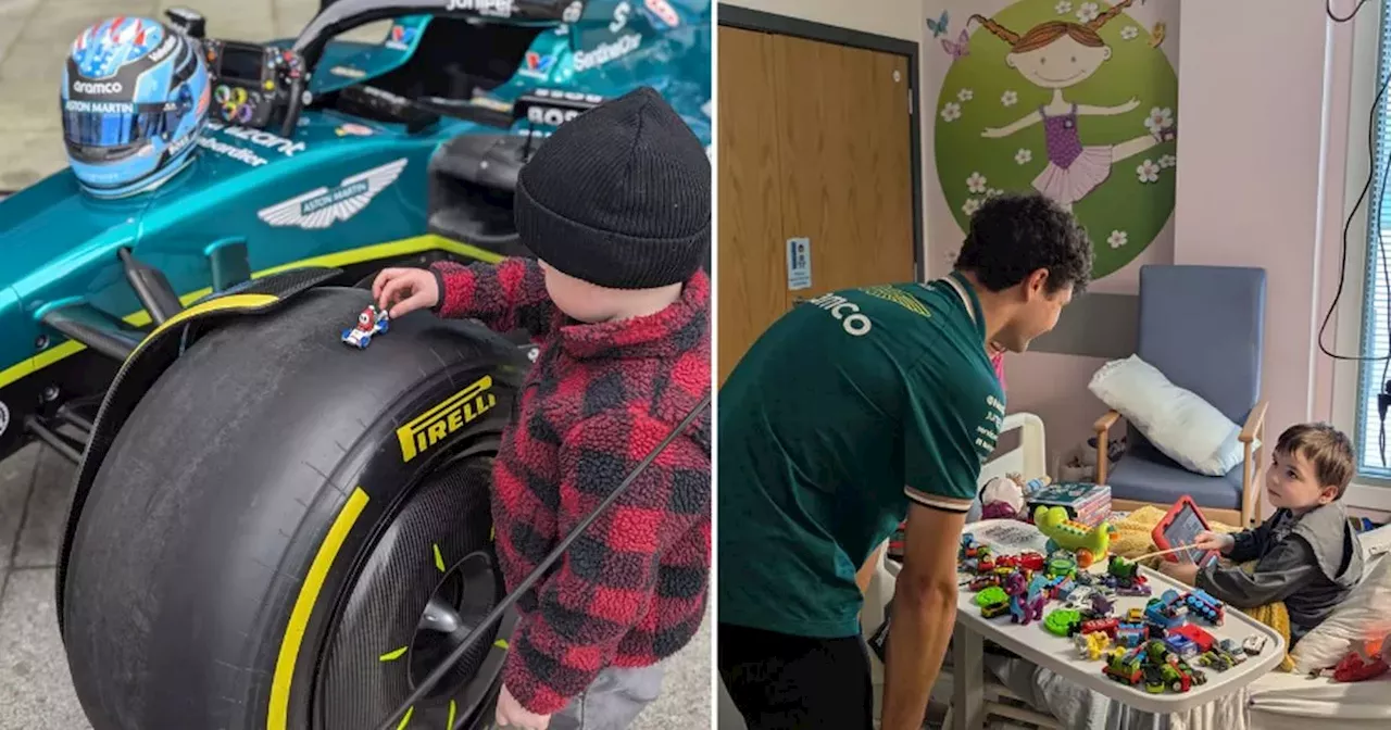 Aston Martin F1 team surprises kids at Glasgow Children's Hospital with race car visit