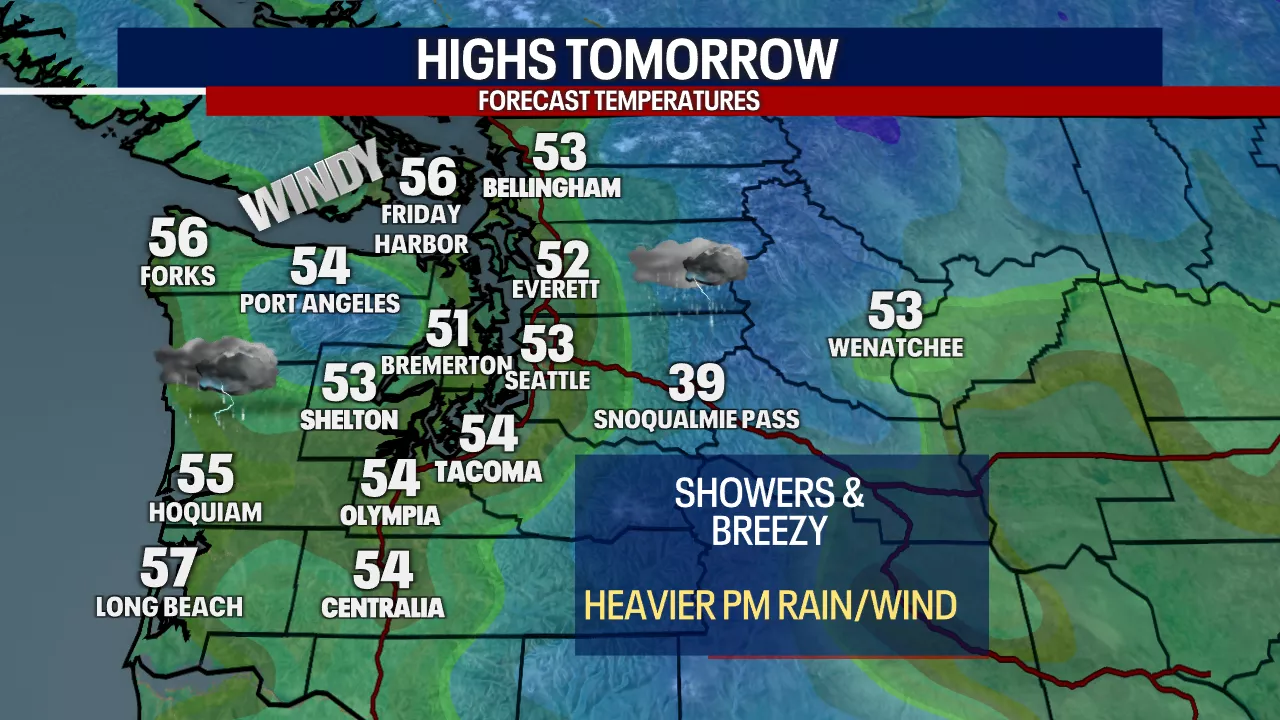 Seattle weather: Increasing wind and rain Tuesday afternoon