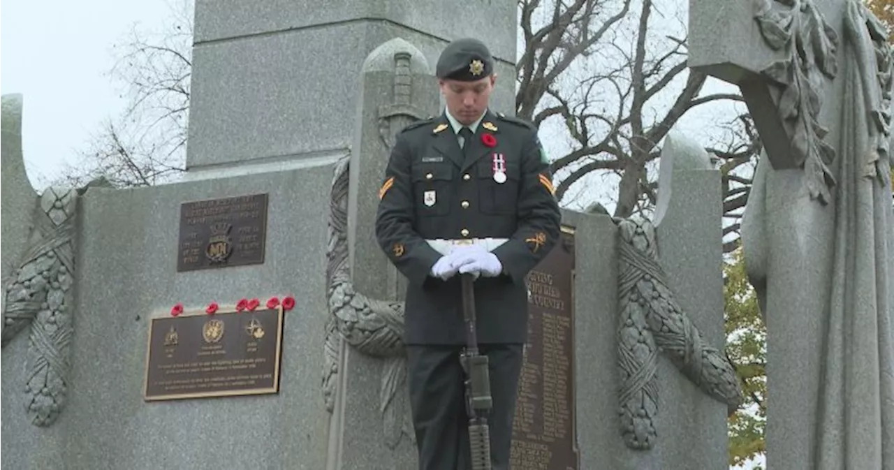 Crowd brave rain to honour veterans at Fredericton Remembrance Day ceremony