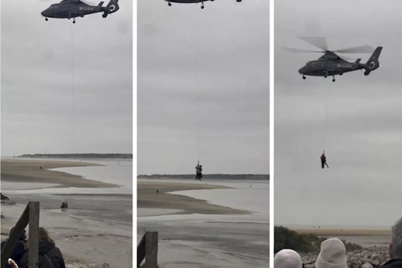 Opmerkelijke beelden: Belgisch koppel komt vast te zitten in drijfzand op Frans strand