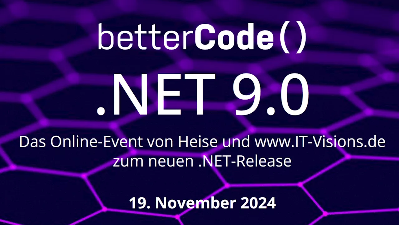 betterCode() .NET 9.0: Jetzt noch Tickets sichern für die Online-Konferenz