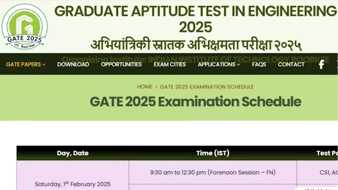 GATE Exam 2025: गेट एग्जाम का सब्जेक्ट वाइज शेड्यूल जारी, जानें किस दिन होगा किस विषय का पेपर