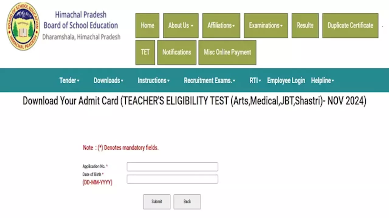 HP TET admit card 2024 OUT: हिमाचल प्रदेश शिक्षक पात्रता के लिए एडमिट कार्ड जारी, यहां से करें डाउनलोड