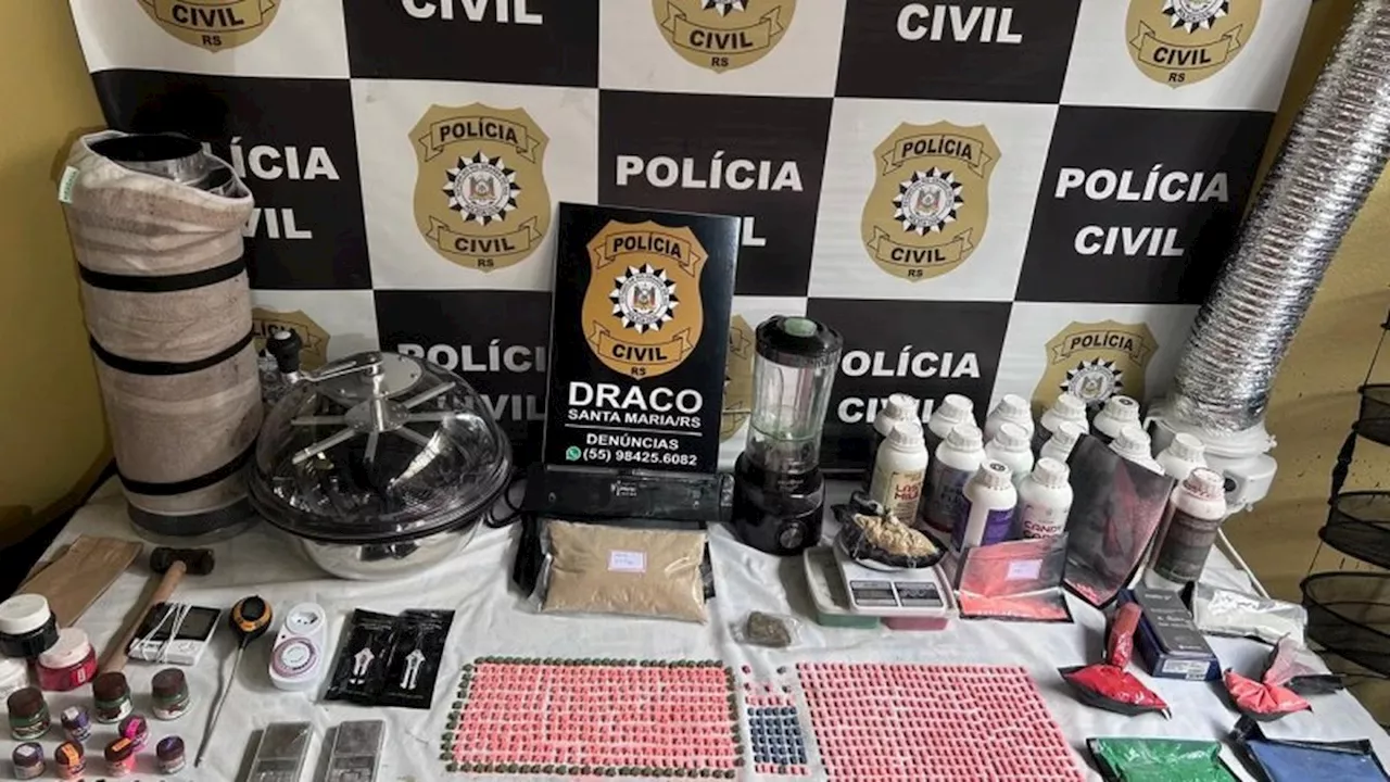 Polícia Civil localiza laboratório de drogas sintéticas no Rio Grande do Sul; homem foi preso