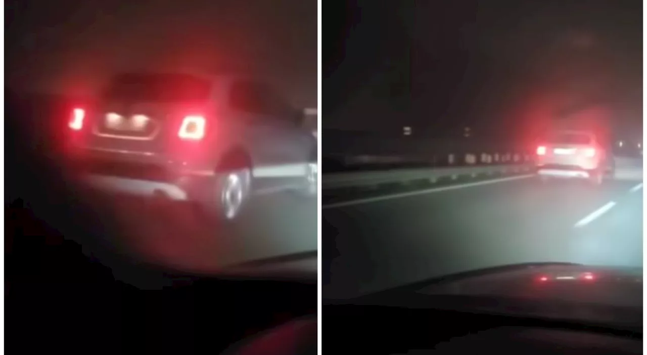 Auto sfreccia contromano in tangenziale, l'automobilista riprende la follia in piena notte: il video è spavent