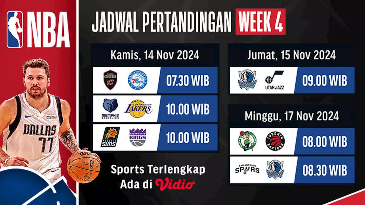 Jadwal dan Link Live Streaming NBA Season 2024/2025 Matchweek 4 di Vidio