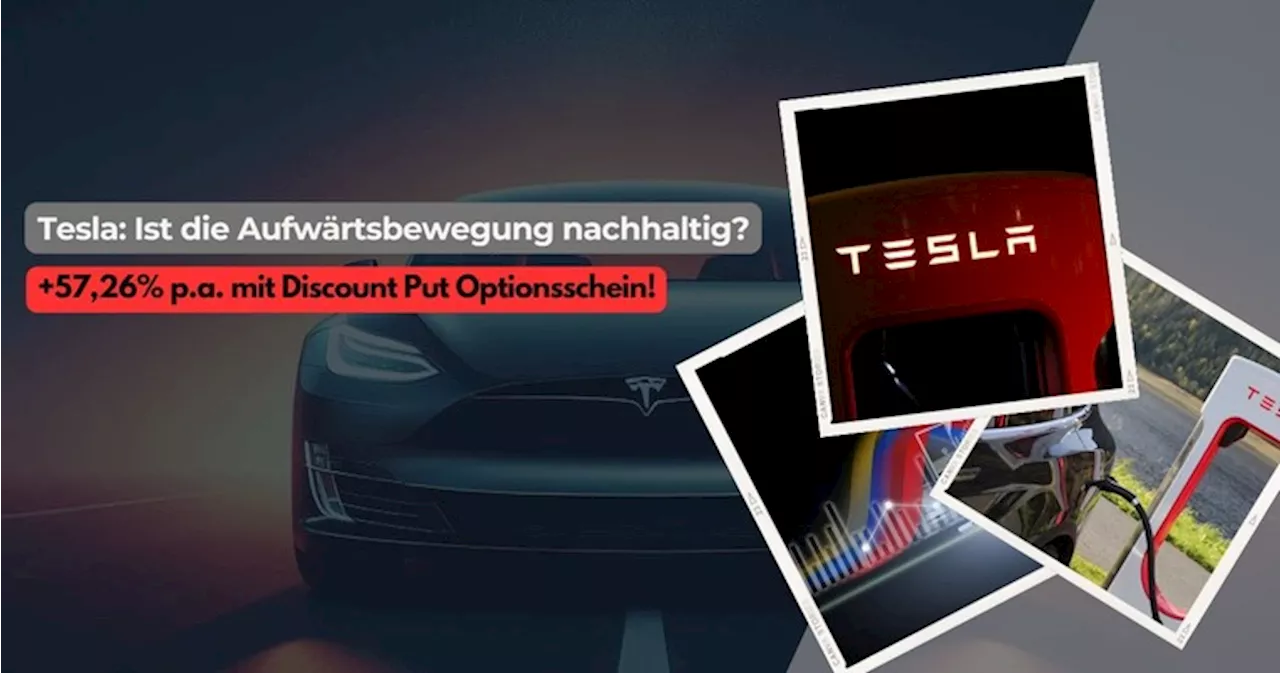 Tesla: Ist die Aufwärtsbewegung nachhaltig? +57,26 % p.a. mit Discount Put Optionsschein!