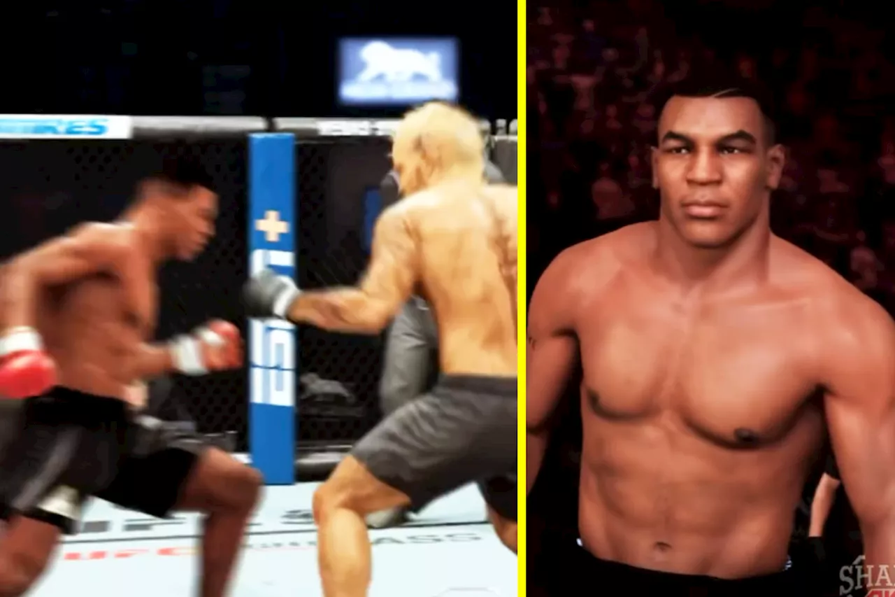 Jake Paul vs Mike Tyson simulated with stunning one-punch KO that leaves head bouncing on floor and caught...