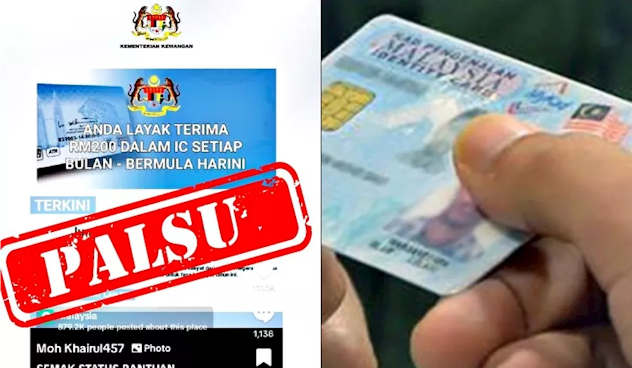 RM200 Monthly Aid Via MyKad? Ministry Of Finance: It’s False