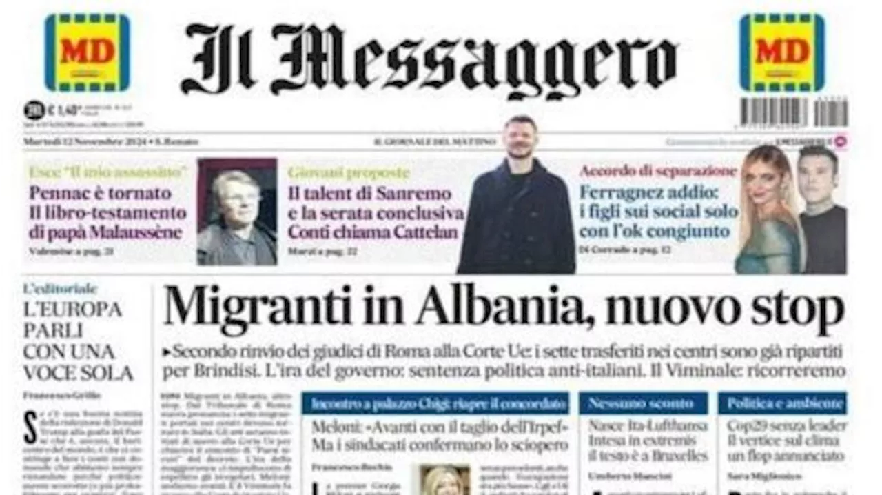 Il Messaggero in prima pagina: 'Roma in crisi, non ci resta che la maglia'