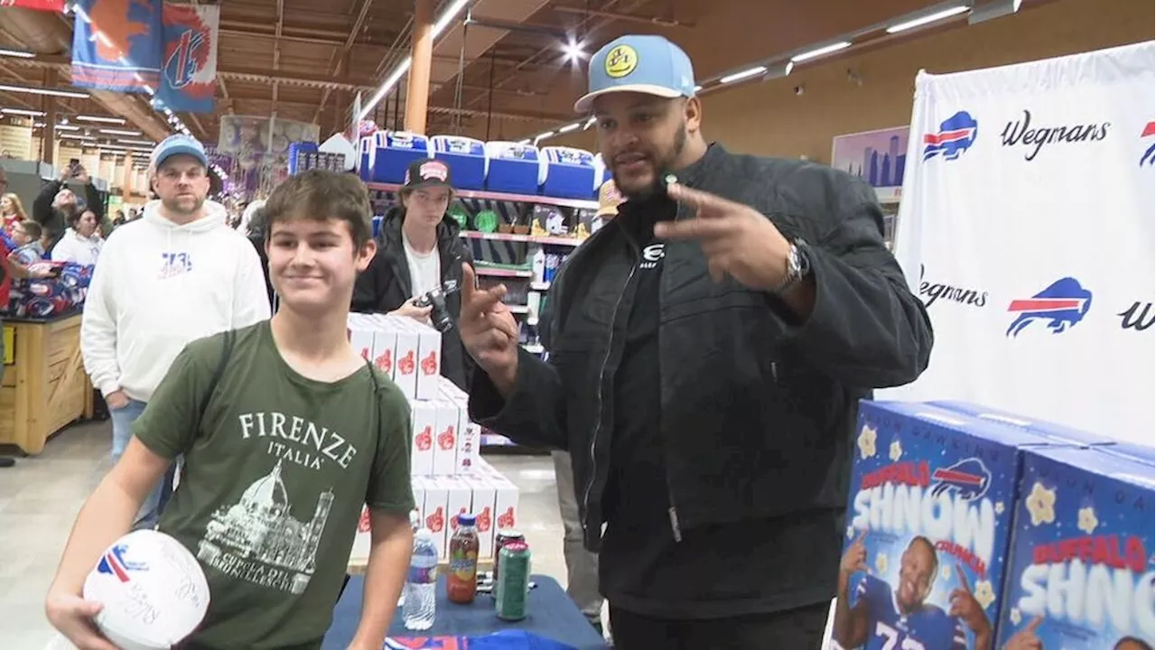 The Shnowman's in town: Dion Dawkins unveils new cereal at Penfield Wegmans