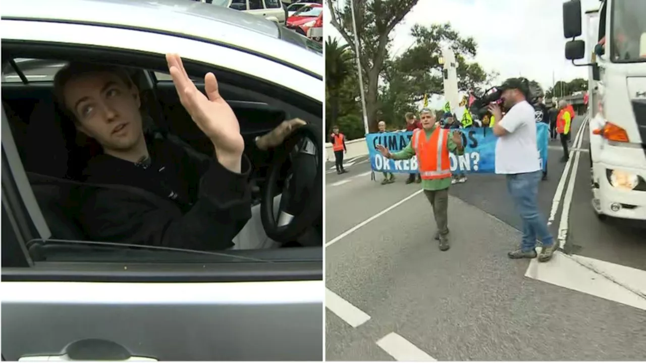 Driver’s furious spray as unexpected climate protest creates traffic chaos in Melbourne