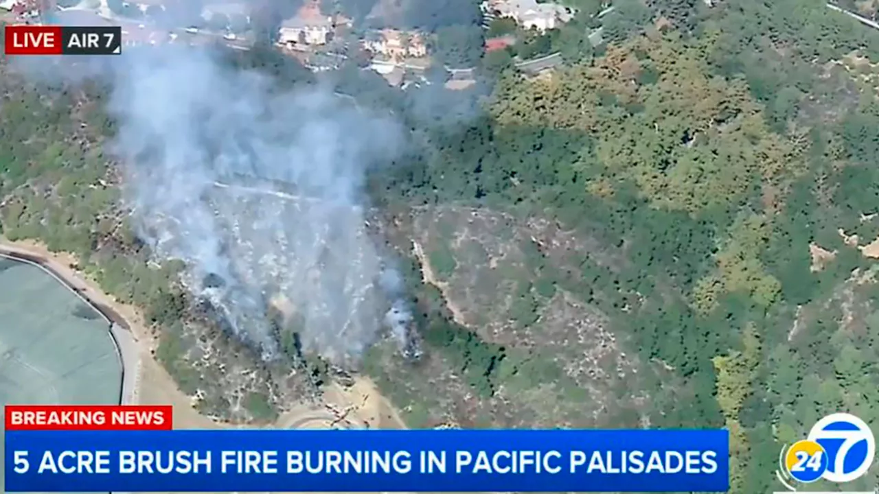 Firefighters knock down 1-acre brush fire on hillside near mansions in Pacific Palisades