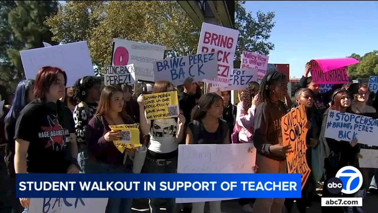 Moreno Valley students protest in support of teacher on leave over political comments