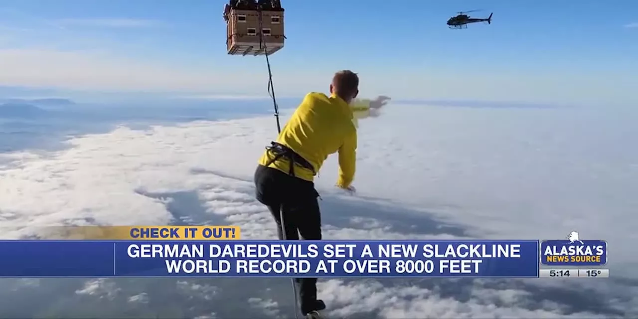 Whoa! German slackliners set new world record in epic fashion