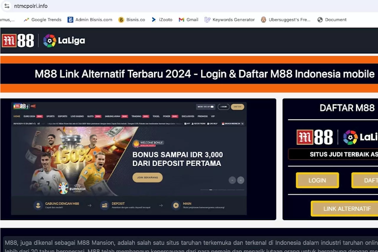 Waduh! Situs NTMC Polri Diduga Diretas jadi Situs Judi Online