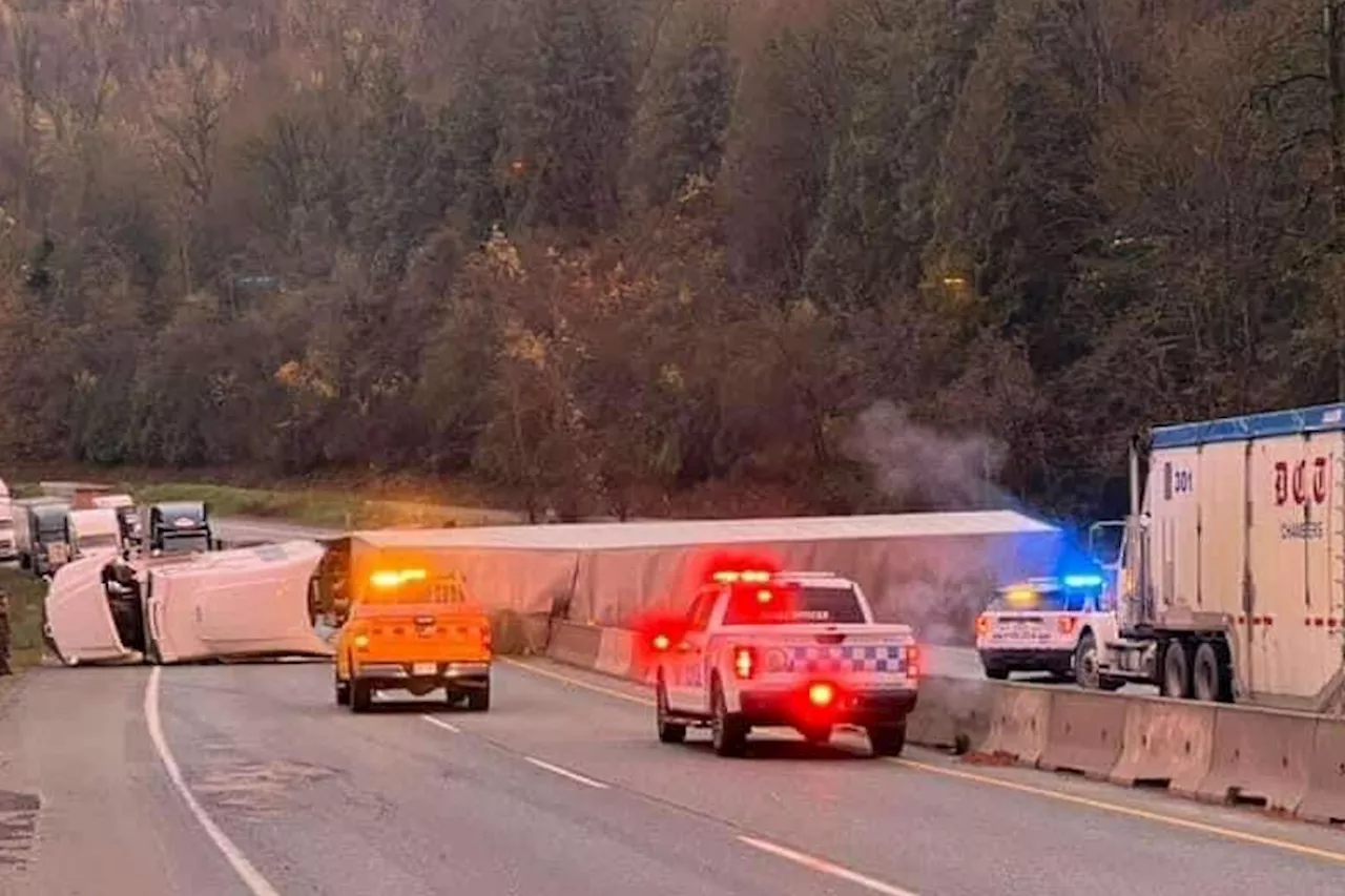 Alberta truck driver fined, ticketed after crash on B.C. highway