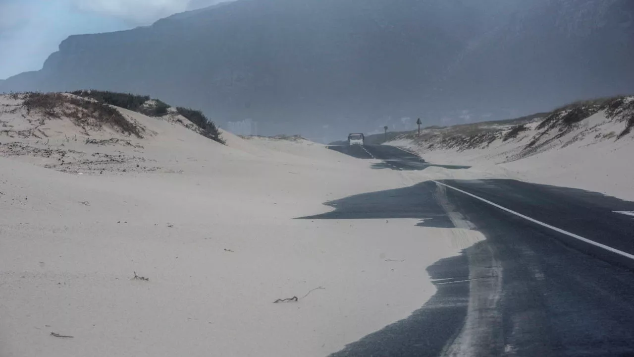 Wind nets installed along Baden Powell Drive to limit windblown sand