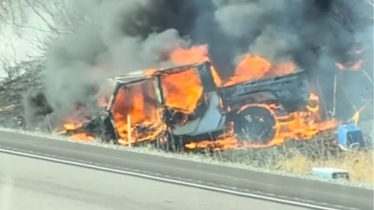 Fiery crash on Highway 401 near Mallorytown