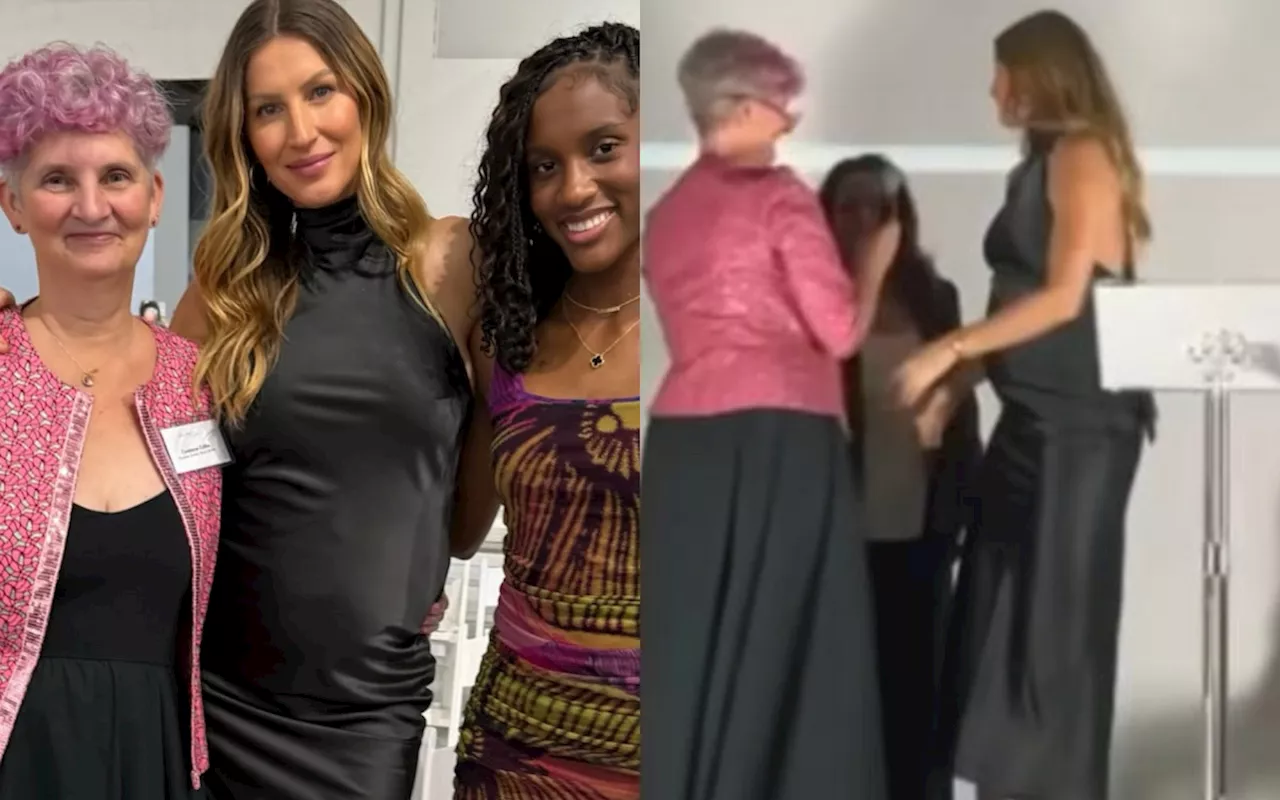 Grávida, Gisele Bündchen exibe barriguinha pela primeira vez durante evento