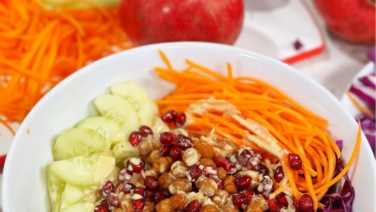 Chickpea and Quinoa Power Bowl with Turmeric Tahini Dressing