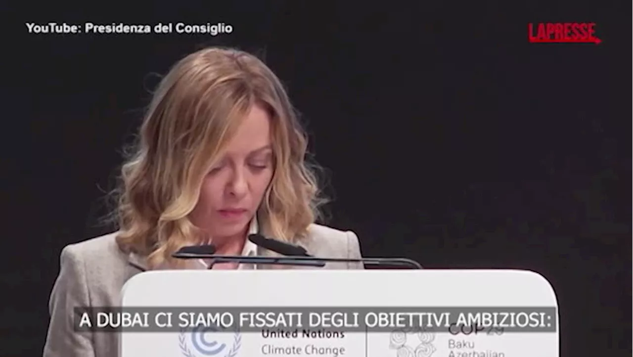 Cop29, Giorgia Meloni a Baku: &#034;Fissati obiettivi ambiziosi&#034;