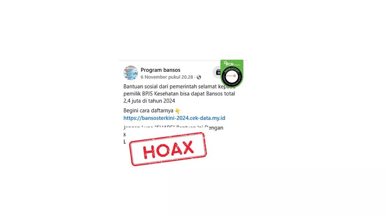 Cek Fakta: Hoaks Tautan Pendaftaran Bansos Rp 2,4 Juta dari Pemerintah Melalui Telegram