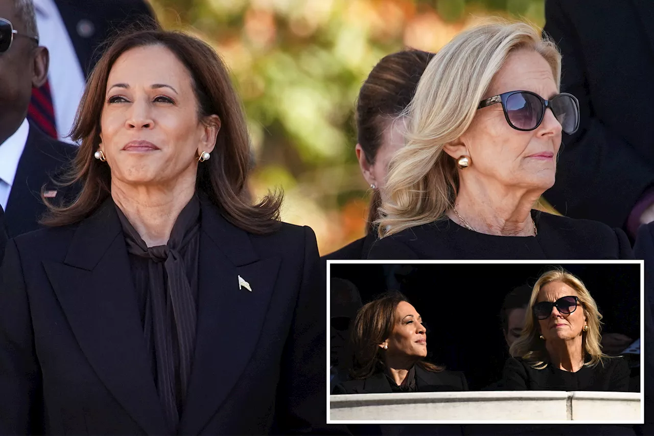 Jill Biden's apparent cold shoulder to Kamala Harris ignites social media