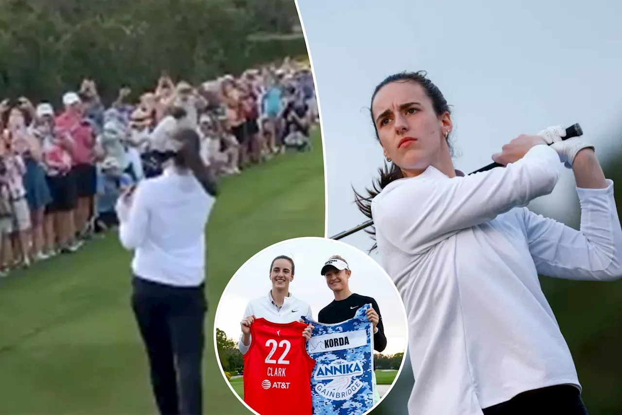 Scary moment for fans as Caitlin Clark shanks one at pro-am