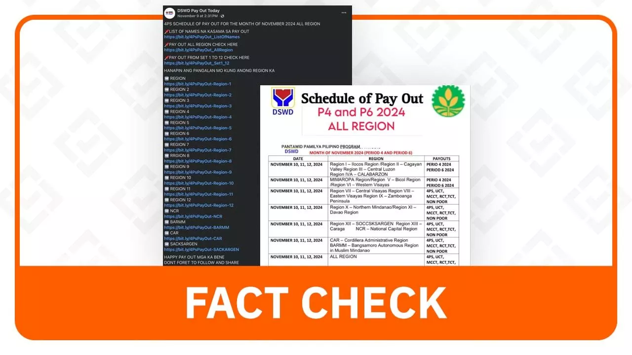 FACT CHECK: 4Ps payout schedule circulating online is unofficial, with fake links