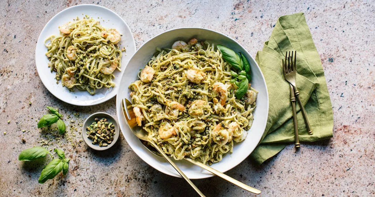 Linguine with Shrimp and Pistachio Pesto Recipe