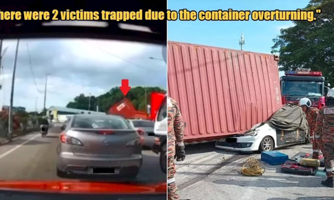 21yo Woman Dies in Freak Accident After Container Overturns & Crushes Her Car at Penang Traffic Light