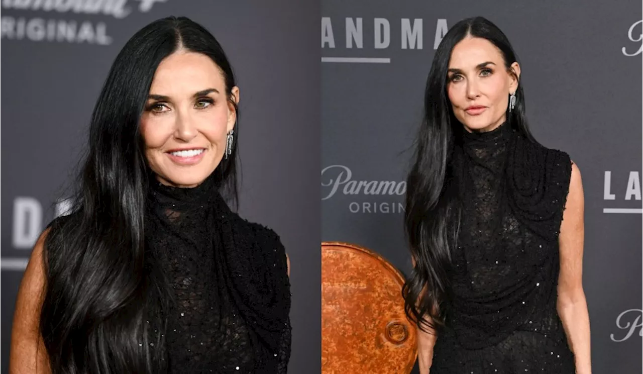 Demi Moore Sparkles in Sleeveless McQueen Lace Dress at the Premiere of ‘Landman’ in Los Angeles