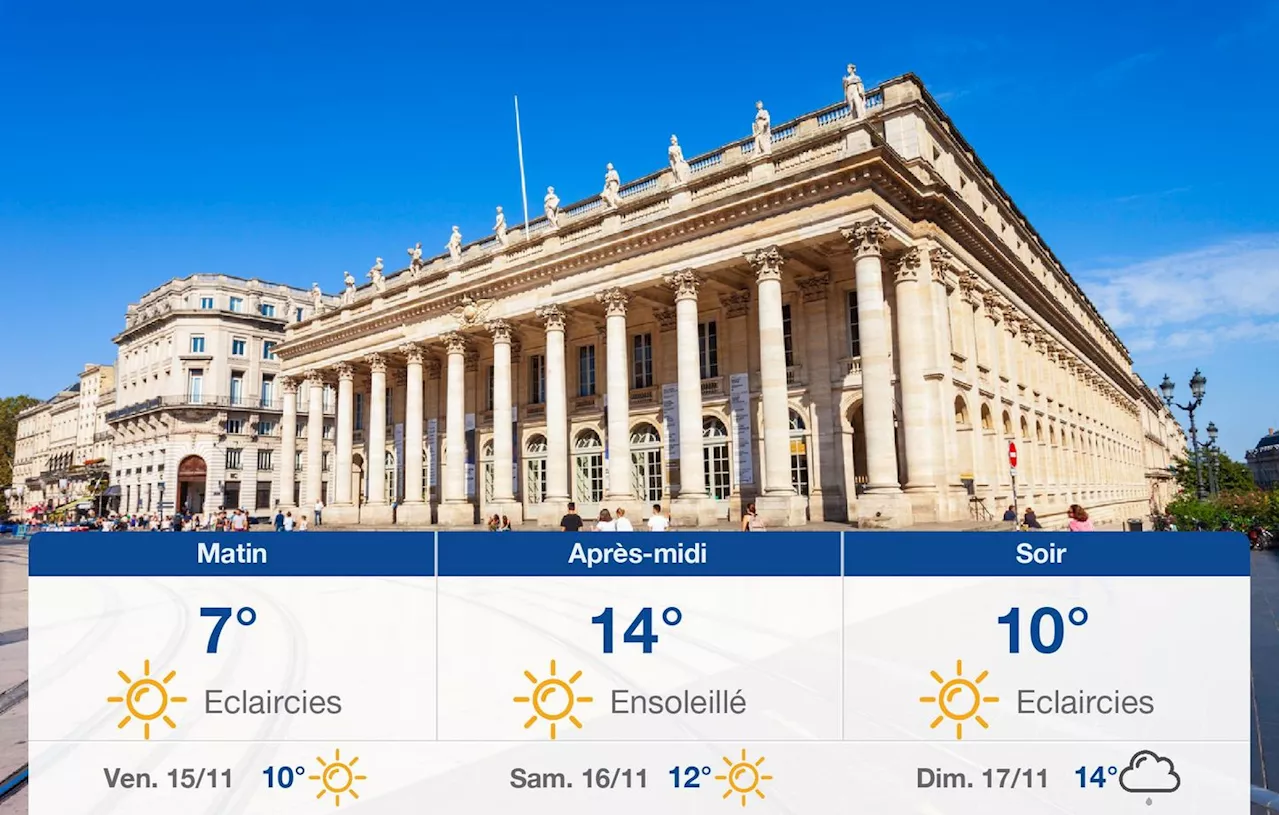 Météo Bordeaux: prévisions du jeudi 14 novembre 2024