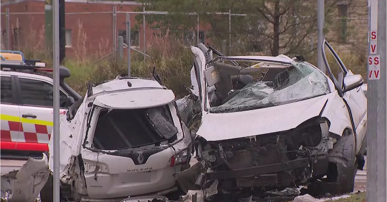 Man charged after multi-vehicle crash split car in two in Sydney's south-west