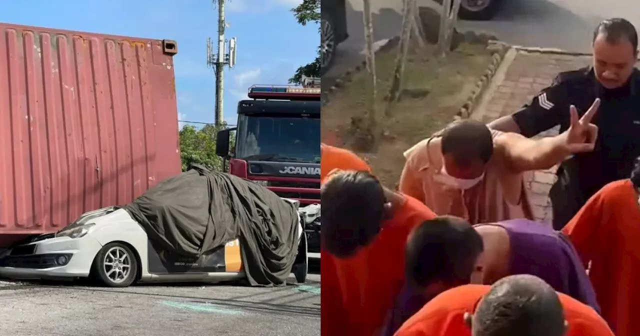 Container crushes woman to death in Malaysia; lorry driver flashes peace sign before entering court