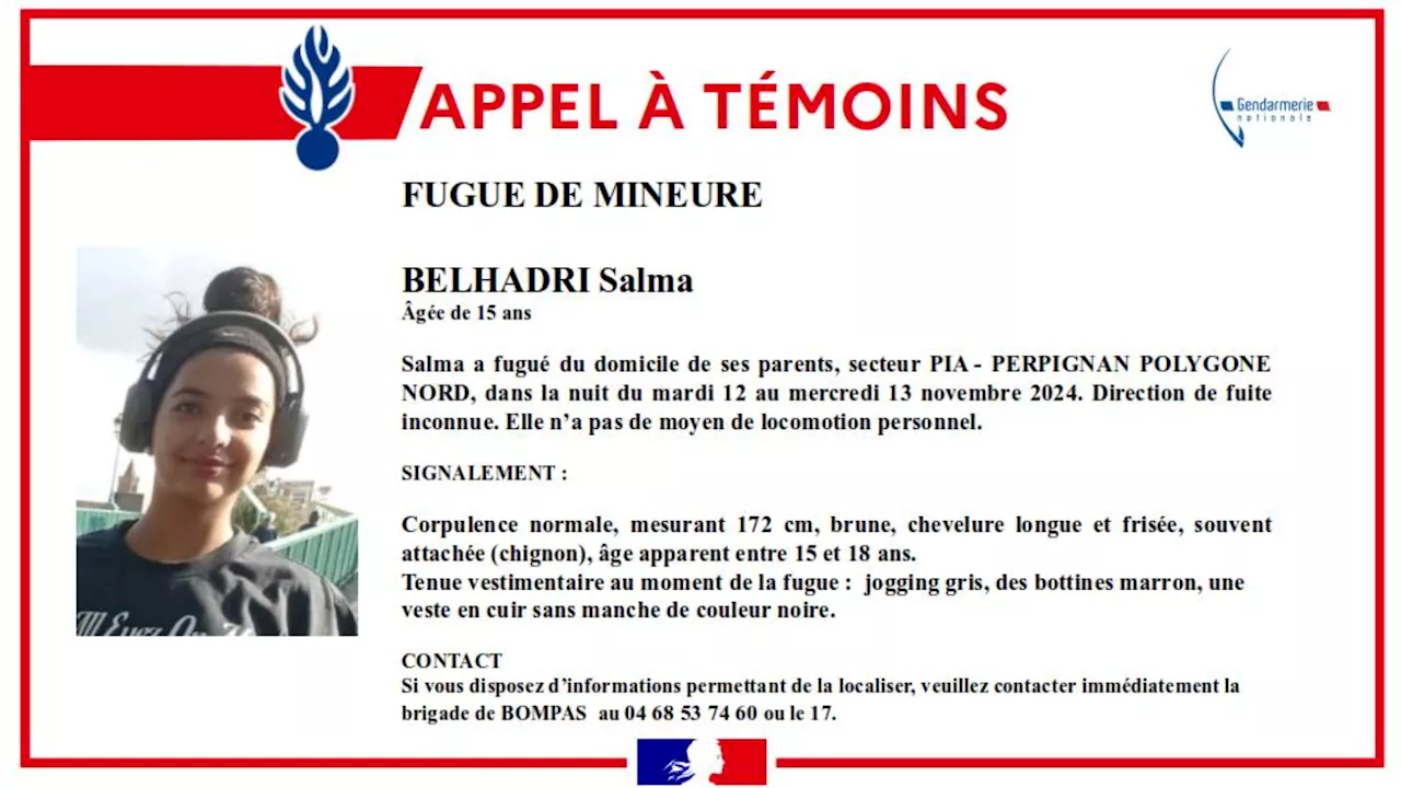 Disparition inquiétante de Salma, 15 ans : ce que l’on sait