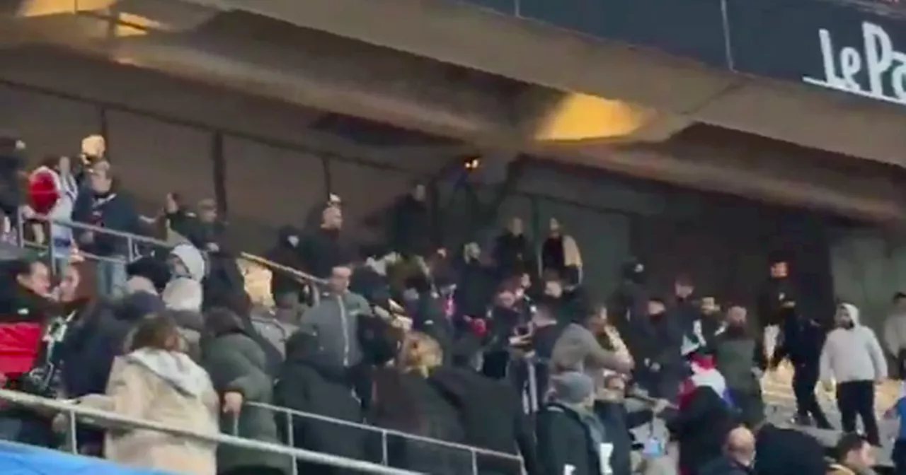 France and Israel fans fight in the stands as tensions boil