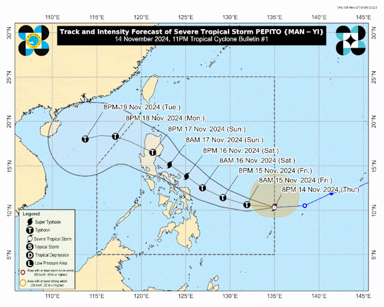 Signal No. 1 in 7 areas due to Pepito; another landfall for Ofel seen