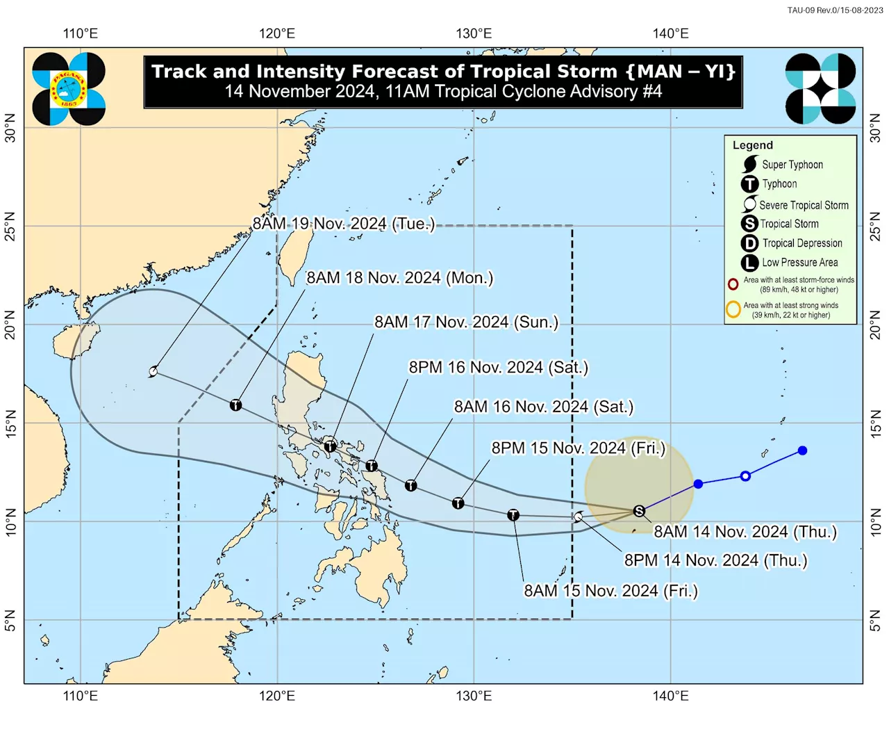 Tropical storm Man-Yi continues to intensify ahead of PAR entry