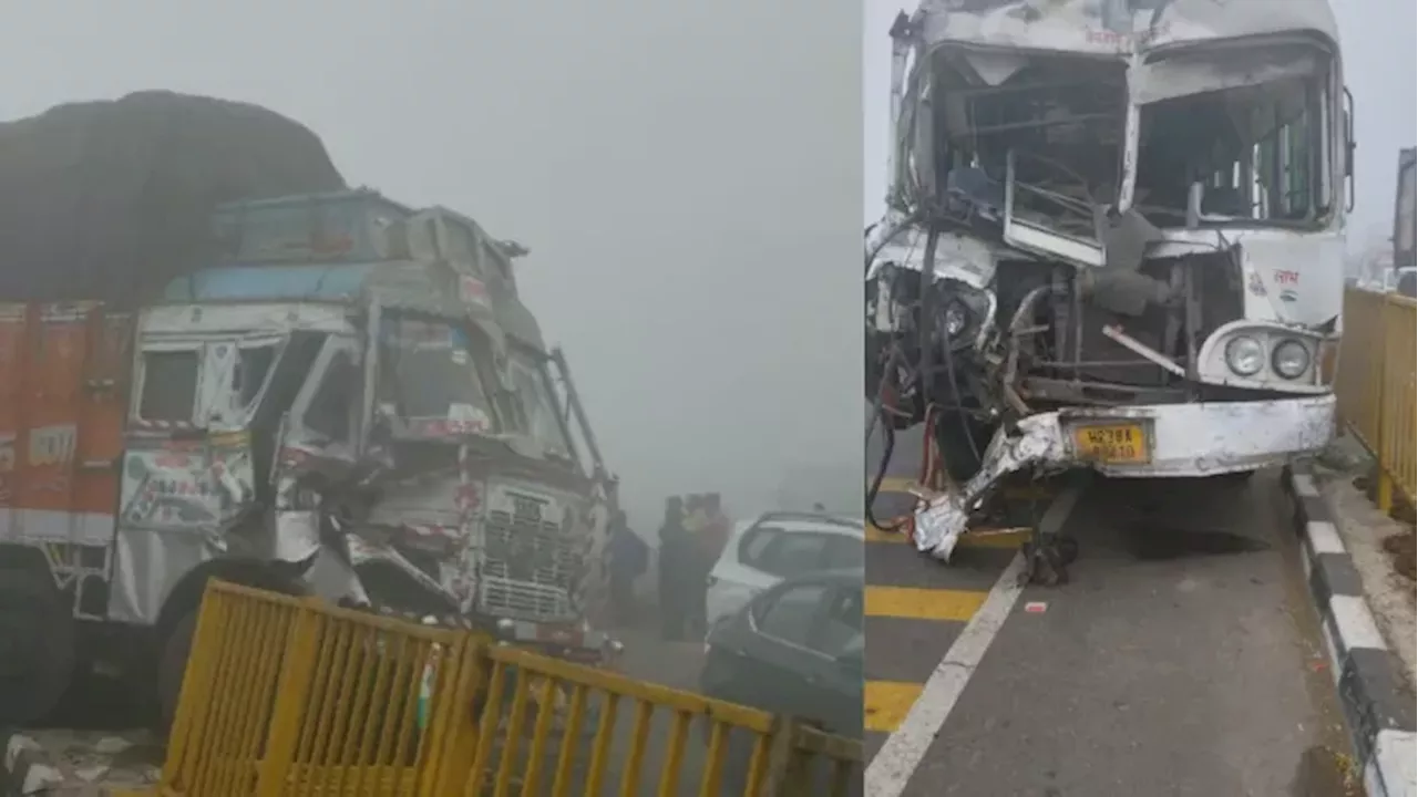 Palwal Accident: पलवल में कोहरे का कहर, हाईवे पर खड़े ट्रक से टकराई बस; पांच लोग घायल