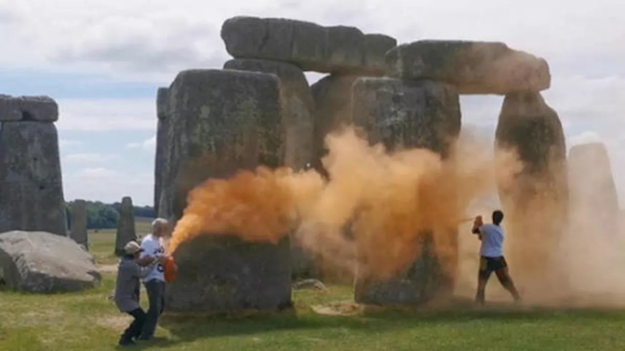 Two Just Stop Oil activists charged after orange paint thrown over Stonehenge