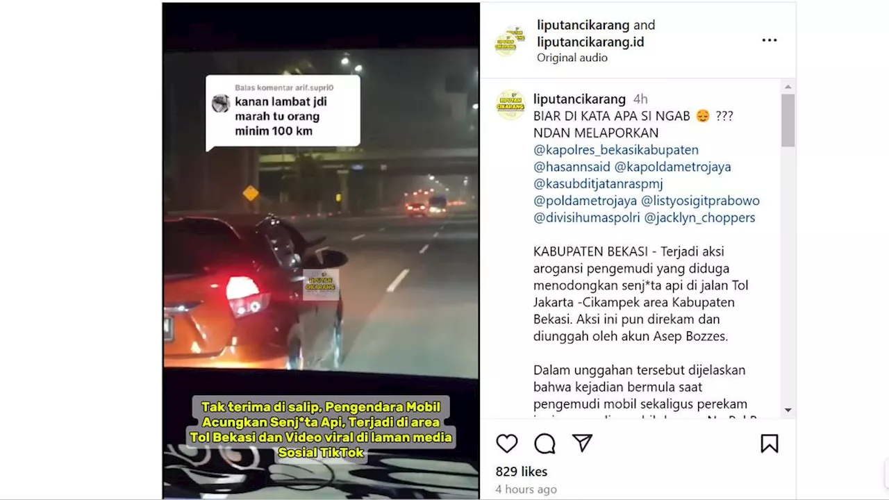 Viral Aksi Koboi Pengemudi Mobil di Tol Jakarta-Cikampek, Polisi Turun Tangan