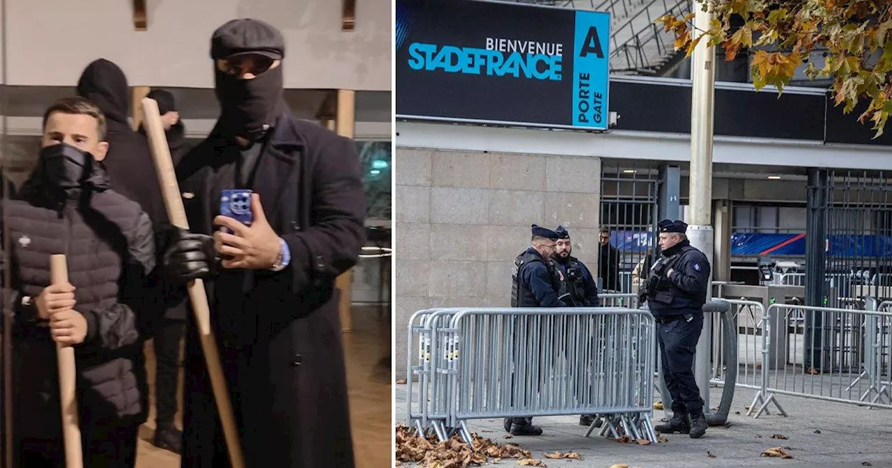 Protesters show off bats ahead of feared unrest before France vs Israel match in Paris