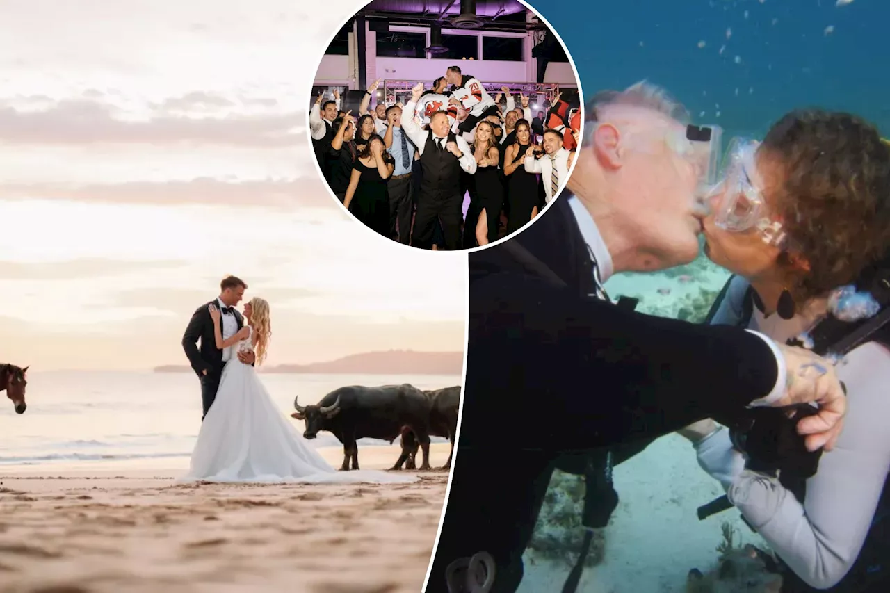 Deep dives and horsing around: Here's what a wedding looks like when you're passionate about sports