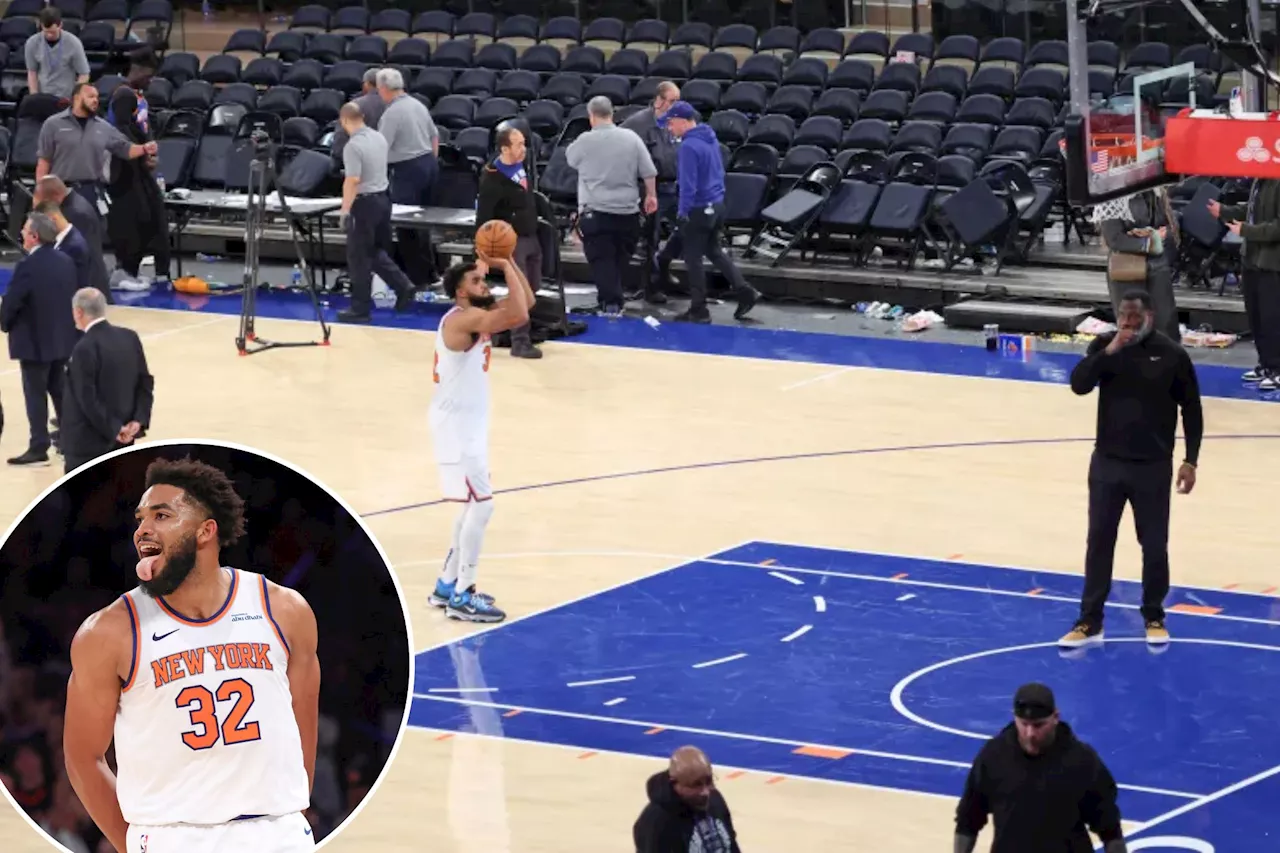 Karl-Anthony Towns shoots free throws in empty MSG after monster night in devastating Knicks loss