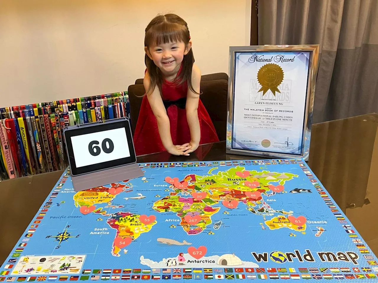 Preschooler names 47 dialling codes in 60 secs, sets new Malaysia record